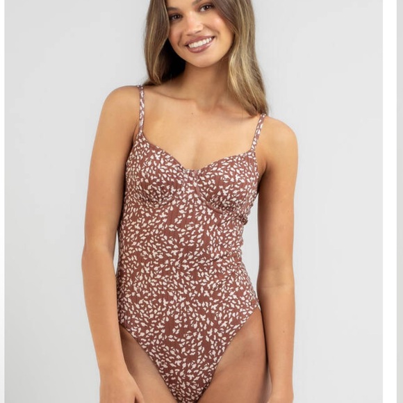 Roxy Other - Roxy Brown and White One Piece Swimsuit